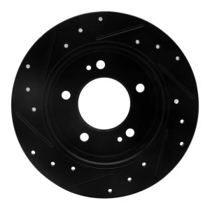 Hyundai Elantra Coupe Brake Rotor (1) - Rear Right - R1 Concepts - Drilled & Slotted - Black - `11-`25